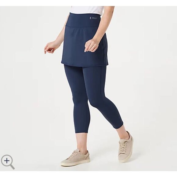 Zuda Womens Z-Move Cropped Skirted Leggings Navy XXL Athleisure Plus Tennis Golf - Picture 1 of 9